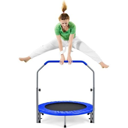 COSTWAY Sammenklappelig Fitness Trampolin 101 cm med skumgelænder Justerbar højde på 4 niveauer Belastning 150 kg for voksne