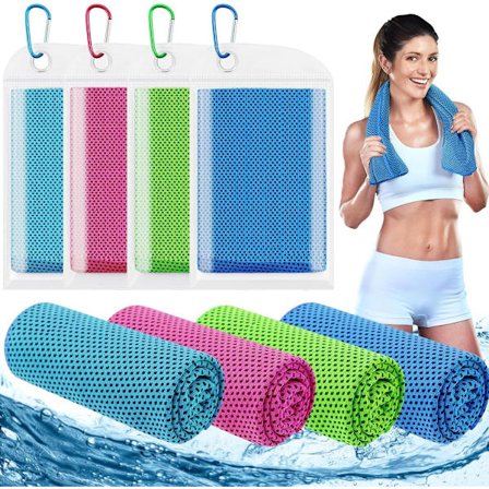 Kølehåndklæde, 101x30 cm Fitness Håndklæde, Sportshåndklæde til Nakke og Ansigt, Kølende, Mikrofiber, Med Karabinhage, til Yoga, Løb, Golf, Pakke med 