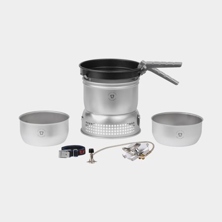 Gaskooktoestel / stormkeuken Trangia 27 Small, 2100 W + 2 pannen in DS / Duossal 2.0-laminaat + 1 koekenpan in NS / Non Stick-teflon + windscherm in 