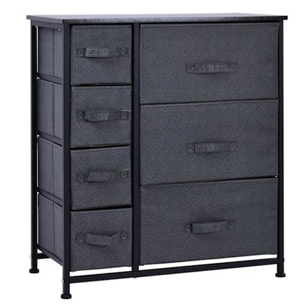 Rootz Lipasto - Säilytyskaappi - Lipasto - 7 kangaslaatikkoa - Puu - Pellava - Harmaa - 63,5 x 30 x 71 cm