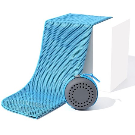 Kølehåndklæde til sommer og sport - hurtigtørrende og kølende - 30x60 cm - børn - himmelblå - med opbevaringsboks