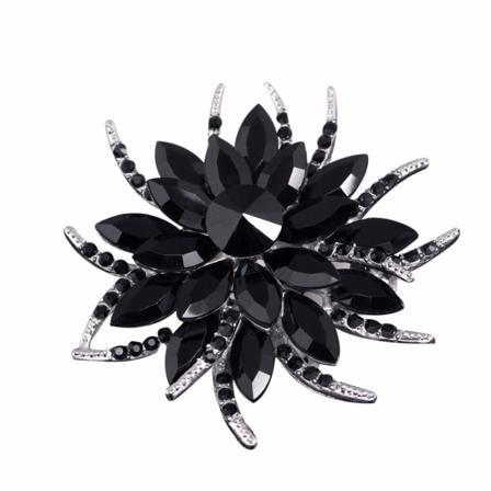 Tre Farver Guldbelagt Rhinestone Krystal Bouquet Blomst Sjal Nål Brosche Nål Spænde (Sort, En Størrelse)