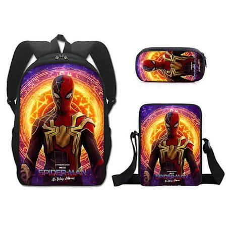 Spiderman Primary And Secondary School Theme School Bag 3-piece Set Computer Bag Messenger Bag Pencil Case