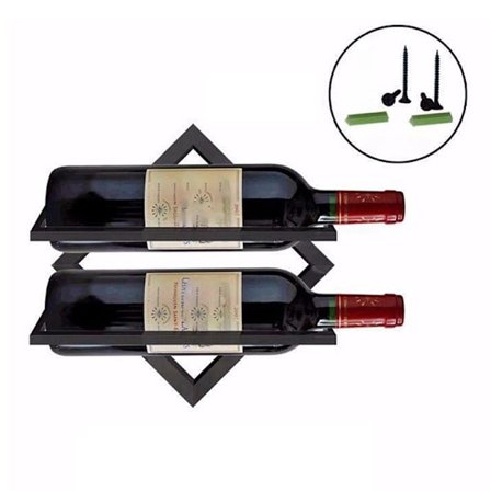 Veggmontert opp-ned vinreol Flaskeholder Glassholder S Svart