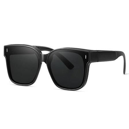 Sammenleggbare soldekker solbriller over briller matt svart