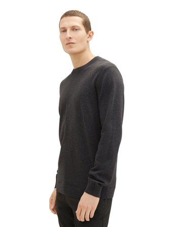 Tom Tailor Basic Crewneck Knit - Black - M