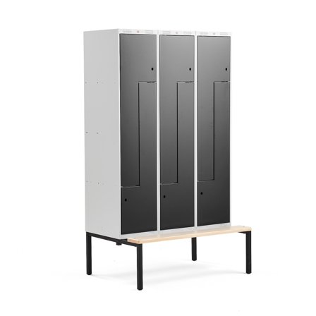 Z-Spind CLASSIC, 3 Module/6 Türen, 2120 x 1200 x 550 mm, schwarz