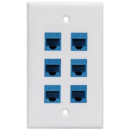 6 Ethernet Vægplade 6 Port, ethernet Vægplade Hun-hun Aftagelig Kompatibel Med Cat7/6/6e/
