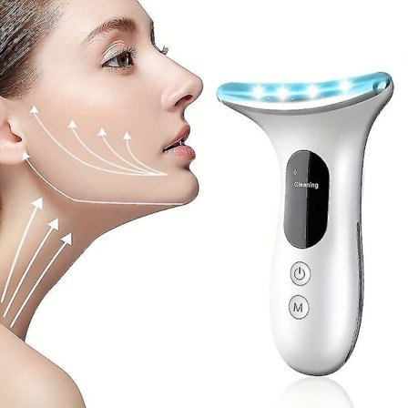 Ansikts- og nakkemassasje, LED-skjønnhetsinstrument med varmekompressfunksjon, egnet som Valentinsdag-bursdagsgave