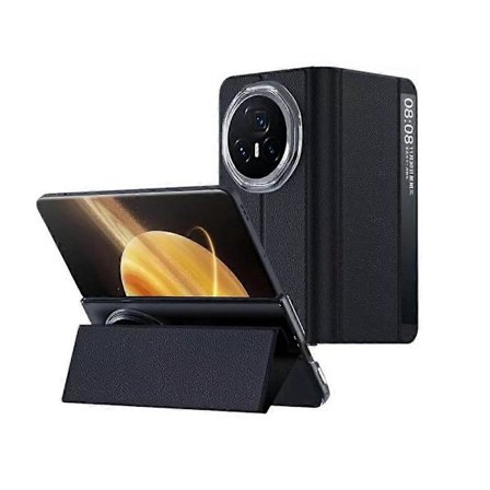 Ekte Lær Beskyttelsesdeksel med Intelligent Hvilemodus & Magnetisk Feste for Honor MagicV3 Telefon