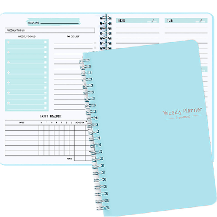 Ugentlig Planlægger Notesbog, Udateret A5 Planlægger Notesbog Daglig Planlægger To Do Liste Dagbog, Ugentlige Mål Planlægger med Vanetracker 52 Uger 