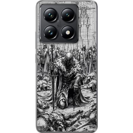 Kompatibel Mobilcover til Xiaomi Xiaomi 14T Pro Middelalderlig ridderkriger slagmark sort-hvid episk hær sverd mørk fantasi rustning detaljeret illu