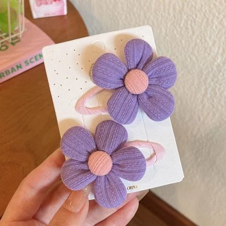 4 Par Tyg Blomma Par Hårspännen LILA Lila