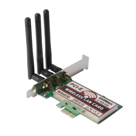XCSOURCE PCI-E Express 450 Mbps WiFi-kort med LAN-antenne (3 stk.) for Windows 7-8-10-XP AC990