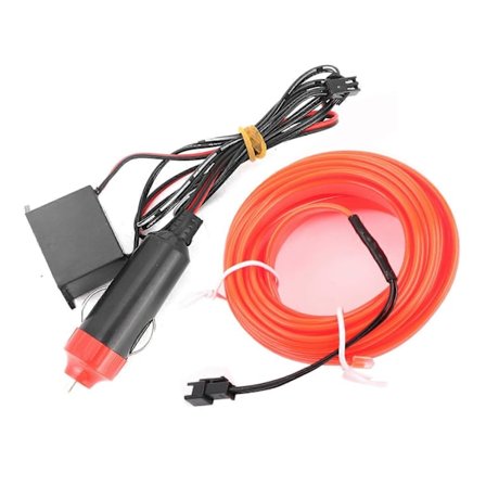 Dekorativ lysstribe til bil, indvendig belysning, auto LED EL kold lampe, modifikationsdele, 4 meter, rød