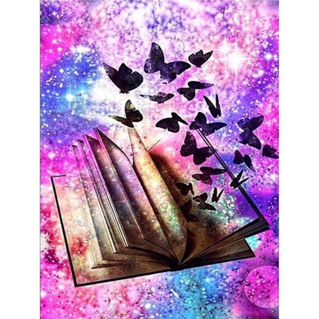 Diamantmaleri Fuld Rhinestones Farverige Stjernehimmel Sommerfugle Magic Book DIY