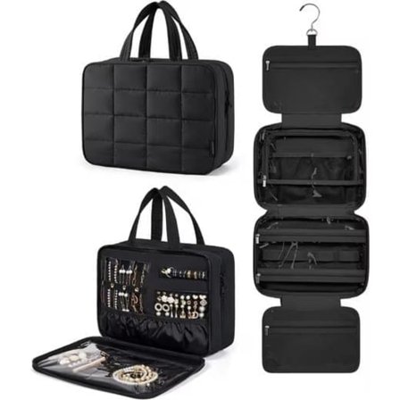 Sminktaske / Toiletmappe / Toilettaske - Makeup Taske til Damer - Hængbar Rejseorganisator med Smykkefag