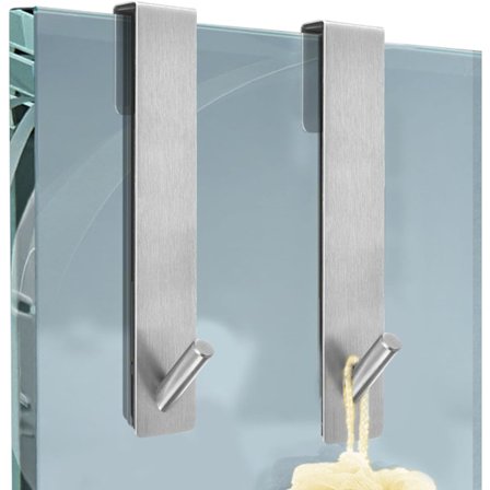 Suihkukaapin koukku, 2 kpl lasioven koukkua, ruostumattomasta teräksestä valmistettu suihkukoukku, lasioven koukkuja kylpytakkien ripustamiseen, (