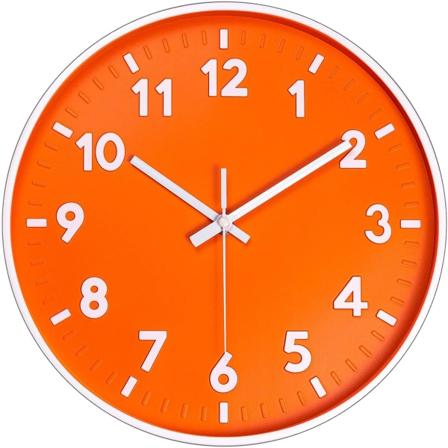 Modern väggklocka, 12" 3D digital tyst kvarts batteridriven orange"