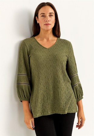 Cellbes of Sweden - Tunika med struktur - khakigrön - för damer - 38/40