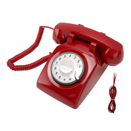 Retro Vintage Drejet Telefon med Mekanisk Ringetonehøjttaler til Hjemmekontor Hotel Rød