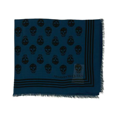 Alexander McQueen, Scarf Blauw, Dames, Maat:ONE Size