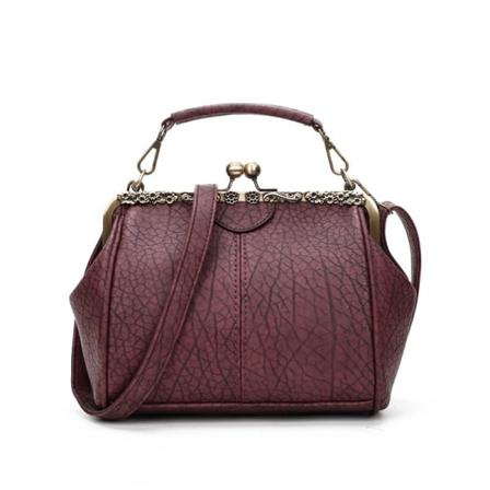Dam Handväska Vintage Pu Mini Pack Handväska med klippt knapp Wine Red