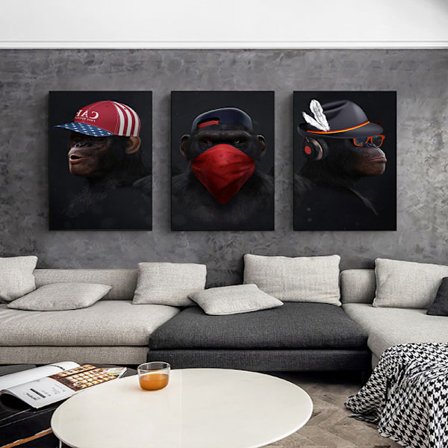 Visa Apor Canvas Väggkonsttryck Canvas Tavlor För Vardagsrum Modern Heminredning 30x40cm 3 Delar Endast Canvas