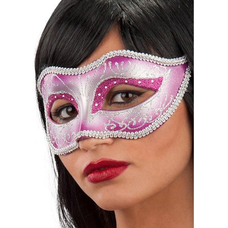 Ansiktsmask - Mask in pink hard PVC with glitter