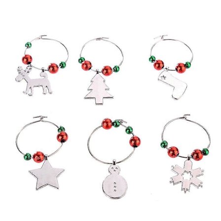 Juldekoration för vinglas, familjevinglasdekoration, julskåldekoration, hänge, vinglasring, nyckelring, hängande