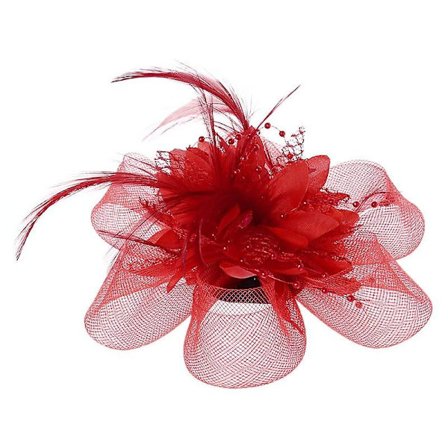 Kvinde Blomst Fjer Perler Mesh Corsage Hårklemmer Fascinator Brude Hårbånd