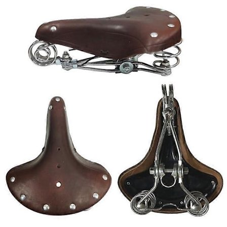 BGB916 Sykkelsete Mørkebrunt Lærsete Retro Sykkelsete Nederlandsk Sykkel Fjæring