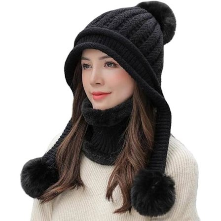 Kvinder Vinter Hue Hat Peruviansk Cirkel Halstørklæde Sæt Ski Øreklapper