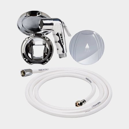 Bruser båd / indbygget bruser CAN-SB, med slange 3 meter, låg i plast, kromfarvet - Jachtowa