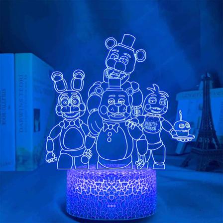 FNAF LED nattlampa 5 Ni-GHT at Freddy's 3D Illusion sänglampa 7 färger skiftande sovljus med touchknapp söt kreativ inredning