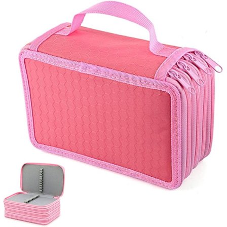 Penneetui - Penneetui med 72 lommer - Penneetui med lynlås - Stort penneetui - Stor kapacitet