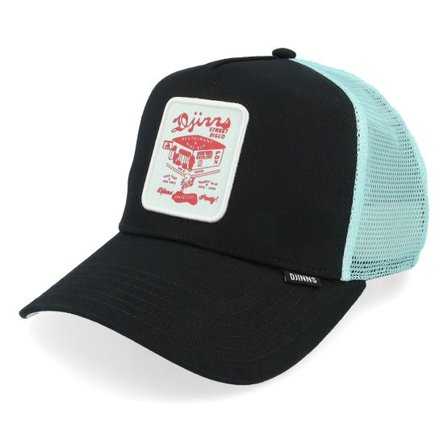 Djinns - Svart trucker Keps - Hft Cap Street Disco Black/Mint A-Frame Trucker @ Hatstore