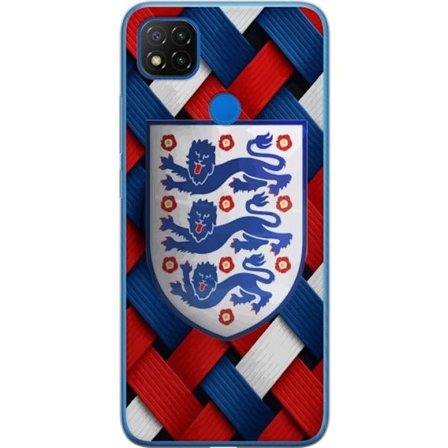 Yhteensopiva Puhelinkuori Xiaomi Xiaomi Redmi 9C Graafinen Englanti-aihe heraldisilla leijonilla ja punaisella, valkoisella ja sinisellä punotulla ku