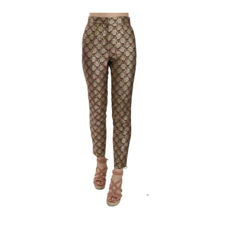 Dolce & Gabbana Metallic Tapered Trouser , Bruin , Dames , Maat: S Broeken