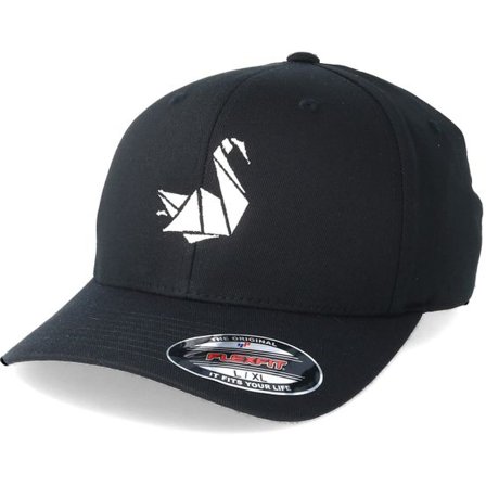 Origami - Svart flexfit Keps - Swan Black/White Flexfit @ Hatstore