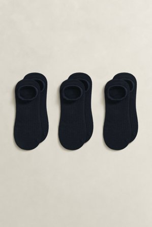 GANT Damen 3er-Pack Kurze Gerippte Socken (36-38) Marineblau