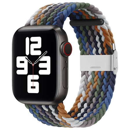 Kompatibel med Apple Watch-armband 38 mm 40 mm 41 mm, töjbar flätad sololoop elastik kvinnor män ersättning sportarmband, med rostfritt stål