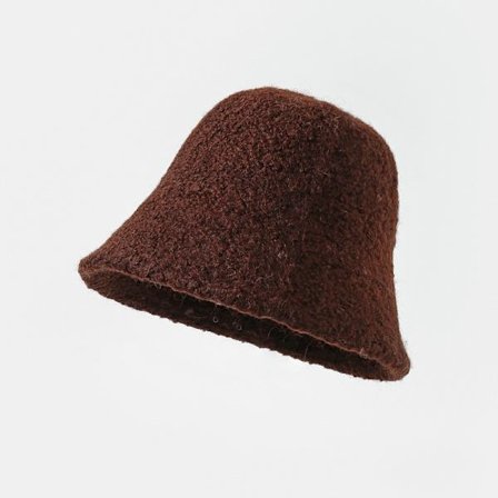 Uld bucket hat der får dit ansigt til at se mindre ud, elegant og flatterende (kaffe)