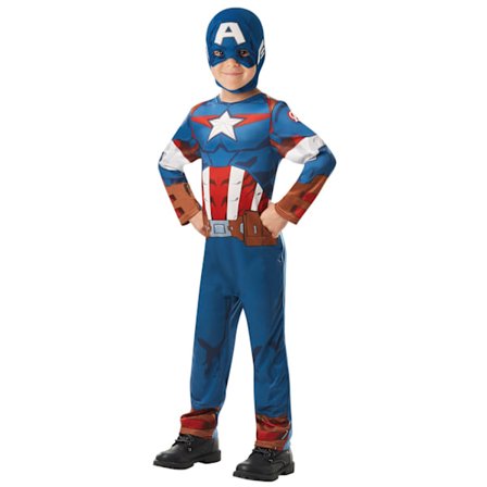 Captain America Barnkostym för barn 7-8 år Blå/Röd/Vit