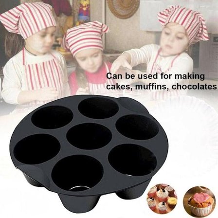 7 Även silikon Air Fryer Cupcake Bakning Svarta molds