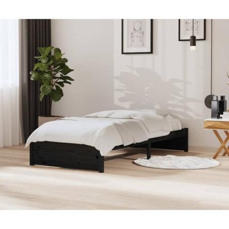 Vidaxl Sängram Svart Massivt Trä 90x200 Cm Svart