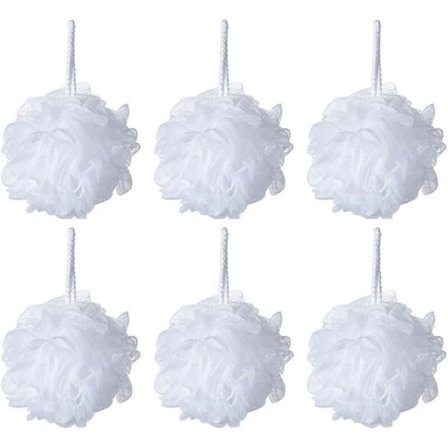 Badekar Brus Svamp Pouf Loofahs Hvid Mesh Pouf Brusebad Puff Pakke med 6