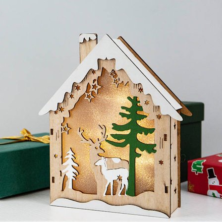 Julemand LED-lys træhus juletræ hængende