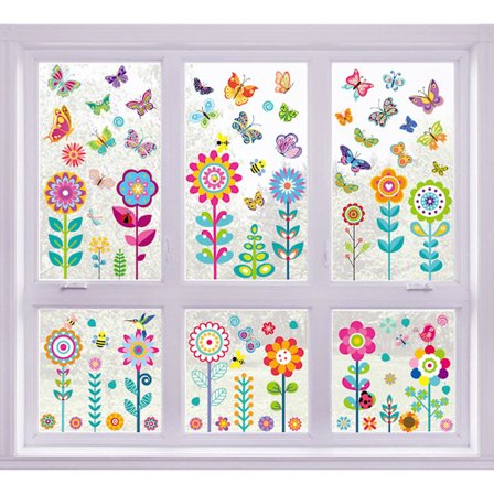 Diy Blomster Växt Mönster Fönsterdekaler