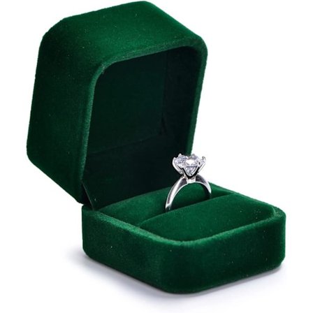 Mørkegrønn fløyel luksus smykkeskrin gaveeske, ringboks for rekvisitt